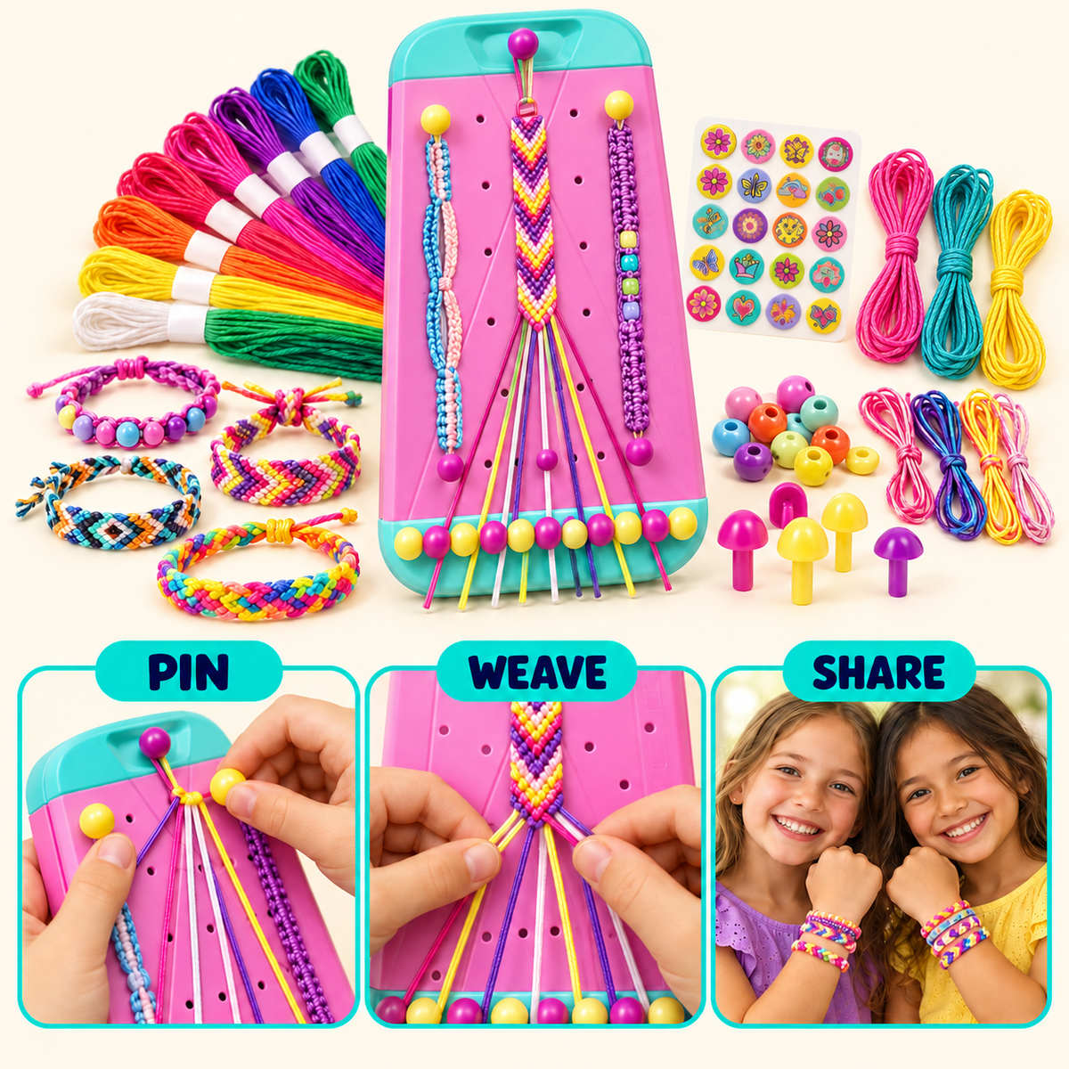 Friendship Bracelet Making Loom (Pink)