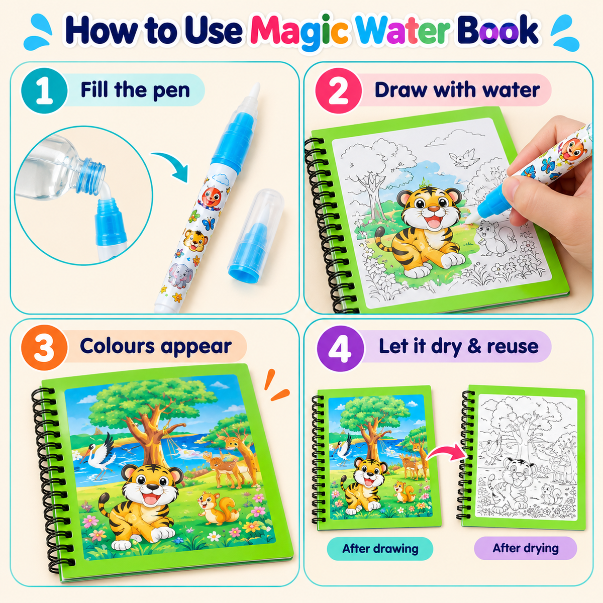 Magic Water Painting Book